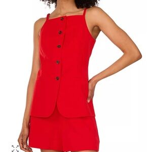 1. State Vibrant Red Top and Shorts Ensemble